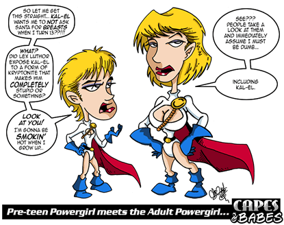 Pre-teen Powergirl meets the Adult Powergirl…