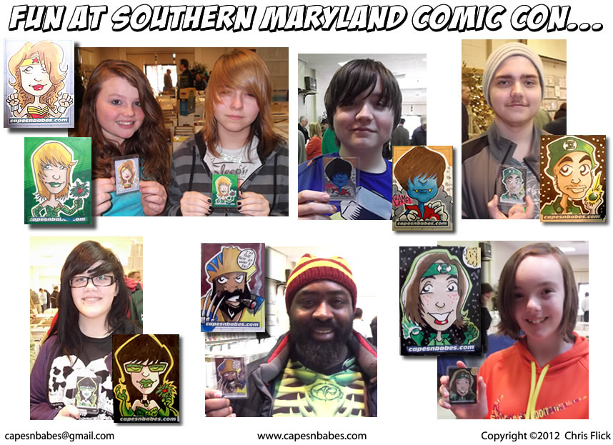 Pics and caricature sketch cards from the Southern Maryland Comic Con - January 29, 2012...