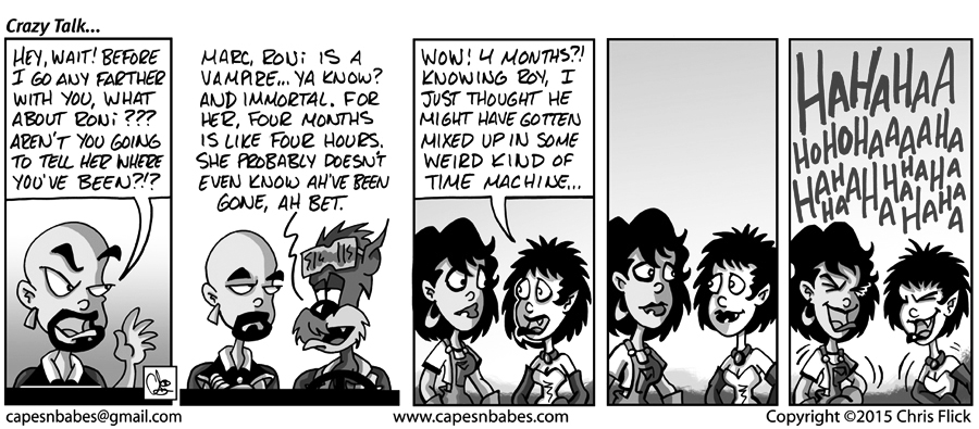 Hey... wouldn't you be laughing too if you were in the last three panels of today's strip?