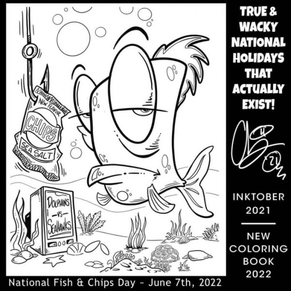 inktober - Day 10 - Natl Fish and chips Day